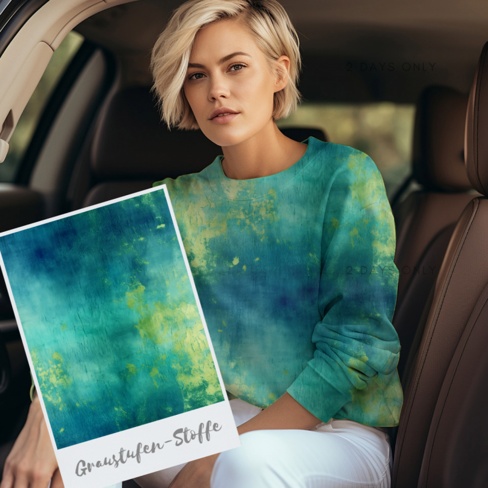 Mermaid Grunge  Eigenproduktion von Graustufen-Stoffe